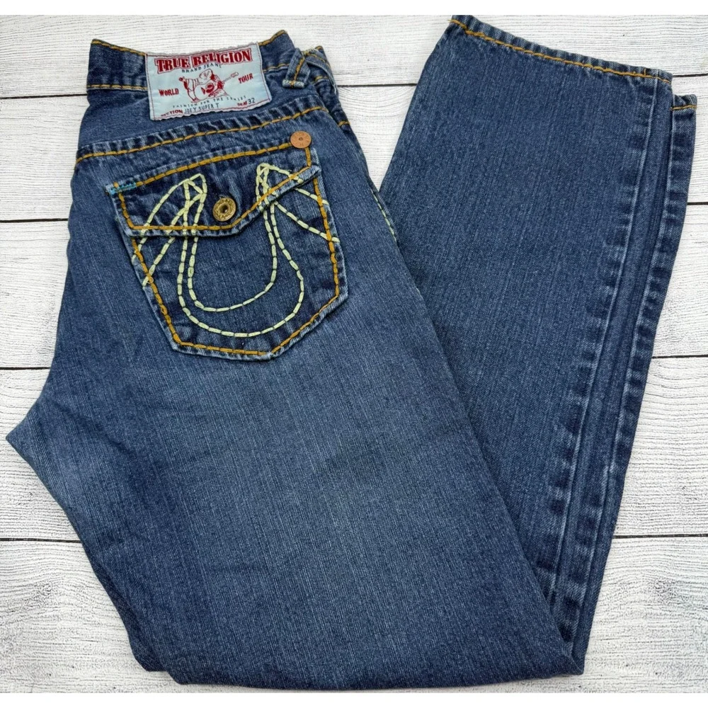 Vintage True Religion Joey Super T Jeans Mens Size 32 Dark Wash Button Fly Denim